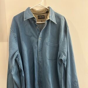 Roundtree & Yorke Outdoors Long Sleeve Button Up Men's Size XL Blue 100% Cotton